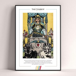 Póster de la Carta del Tarot "El Carro", Lámina de Tarot, Póster Moderno de la Carta del Tarot, Decoración de Tarot, Póster Místico, Regalo de Brujería, Regalo Místico