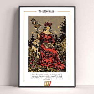Kaiserin Tarot Karte Poster, Tarot Kunstdruck, Tarot Karte druckbares Poster, Tarot Dekor, mystisches Poster, witchy Geschenk, mystisches Geschenk