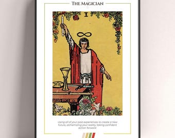 The Magician Tarot Card Poster, Tarot Art Print, Tarot Card Modern Poster, Tarot Decor, Mystical Poster, Witchy Gift, Mystical Gift