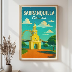 Barranquilla Colombia Retro City Print – Vintage Landmark Travel Poster, Wall Art for Home & Office Decor