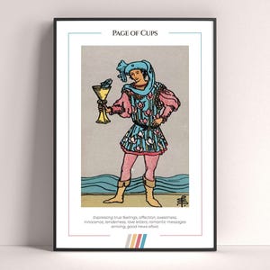Póster de la Sota de Copas, lámina artística de tarot, póster moderno de tarot, decoración de tarot, póster místico, regalo de bruja, regalo místico