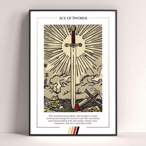 Póster de la carta del Tarot As de Espadas, lámina artística de tarot, póster moderno de la carta del Tarot, decoración de tarot, póster místico, regalo de bruja, regalo místico