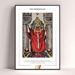 Póster de la carta del Tarot El Hierofante, lámina artística del Tarot, póster moderno de la carta del Tarot, decoración del Tarot, póster místico, regalo de bruja, regalo místico