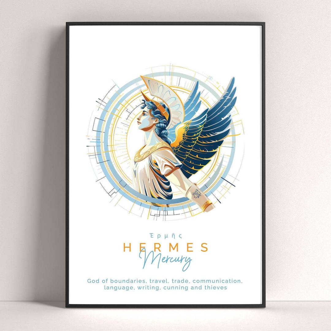 Hermes God of Travel and Commerce Wooden Framed Poster, Greek