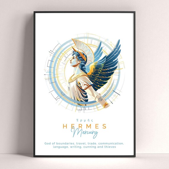 Hermes God of Travel and Commerce Wooden Framed Poster, Greek