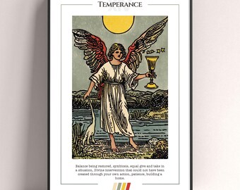 Temperance Tarot Card Poster, Tarot Art Print, Tarot Card Modern Poster, Tarot Decor, Mystical Poster, Witchy Gift, Mystical Gift