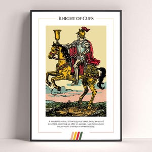 Póster de la carta del Tarot del Caballero de Copas, lámina de tarot, póster imprimible, decoración de tarot, póster místico, regalo de bruja, regalo místico