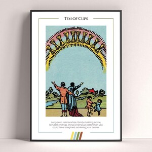 Pôster de carta de tarô Dez de Copas, impressão de arte de tarô, pôster moderno de carta de tarô, decoração de tarô, pôster místico, presente de bruxaria, presente místico