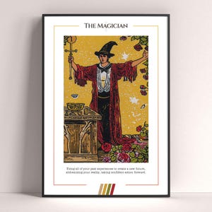 Póster de la carta del Tarot El Mago, lámina de tarot, póster imprimible de la carta del Tarot, decoración de tarot, póster místico, regalo de bruja, regalo místico