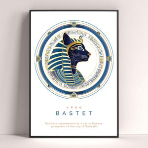 Bastet Egyptian Goddess Print, Bastet Modern Poster, Egyptian Mythology Print, Egyptian Gifts, Egyptian Mythology Decor, God Art Print