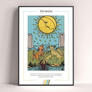 Poster dei Tarocchi della Luna, Stampa Artistica dei Tarocchi, Poster Moderno dei Tarocchi, Decorazione dei Tarocchi, Poster Mistico, Regalo Stregonesco, Regalo Mistico