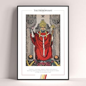 Póster de la carta del Tarot El Hierofante, lámina de tarot, póster imprimible, decoración de tarot, póster místico, regalo de bruja, regalo místico