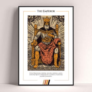 Póster de la carta del Tarot El Emperador, lámina de tarot, póster imprimible, decoración de tarot, póster místico, regalo de bruja, regalo místico