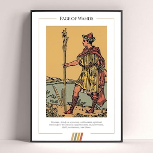 Poster con carta dei tarocchi del Fante di Bastoni, stampa artistica dei tarocchi, poster moderno con carta dei tarocchi, decorazione dei tarocchi, poster mistico, regalo stregonesco, regalo mistico