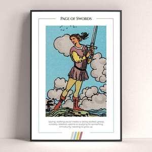 Poster con carta dei tarocchi del Fante di Spade, stampa artistica dei tarocchi, poster moderno con carta dei tarocchi, decorazione dei tarocchi, poster mistico, regalo stregonesco, regalo mistico