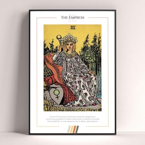 Póster de la carta del Tarot de La Emperatriz, lámina de tarot, póster imprimible, decoración de tarot, póster místico, regalo de bruja, regalo místico