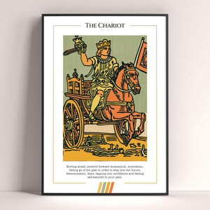 Póster de la Carta del Tarot "El Carro", Lámina de Tarot, Póster Imprimible de Cartas del Tarot, Decoración de Tarot, Póster Místico, Regalo de Brujería, Regalo Místico