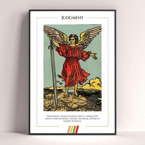 Pôster de Carta de Tarô do Julgamento, Impressão de Arte de Tarô, Pôster Moderno de Carta de Tarô, Decoração de Tarô, Pôster Místico, Presente de Bruxa, Presente Místico