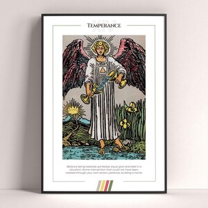 Pôster de Carta de Tarô da Temperança, Impressão de Arte de Tarô, Pôster Moderno de Carta de Tarô, Decoração de Tarô, Pôster Místico, Presente de Bruxa, Presente Místico