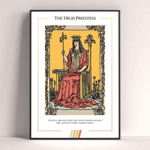 Pôster de Carta de Tarô da Alta Sacerdotisa, Impressão de Arte de Tarô, Pôster Moderno de Carta de Tarô, Decoração de Tarô, Pôster Místico, Presente de Bruxa, Presente Místico