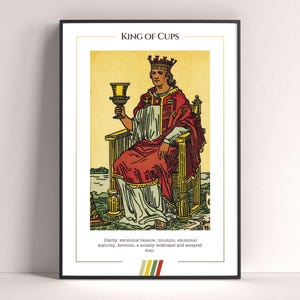 Póster de la carta del Tarot Rey de Copas, lámina de tarot, póster imprimible, decoración de tarot, póster místico, regalo de bruja, regalo místico