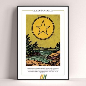 Pôster de Carta de Tarô Ás de Ouros, Impressão de Arte de Tarô, Pôster Moderno de Carta de Tarô, Decoração de Tarô, Pôster Místico, Presente de Bruxa, Presente Místico