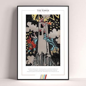 Póster de la carta del Tarot de La Torre, lámina de tarot, póster imprimible de cartas del Tarot, decoración de tarot, póster místico, regalo de bruja, regalo místico