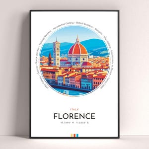 Florence City Poster, Italy Travel Print, Framed Wall Art Print, Minimalist Travel Home Decor