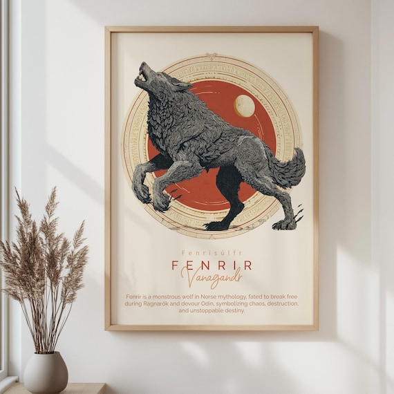 フェンリル・ヴァナルガンド 北欧神話の生き物ポスター、バイキングの