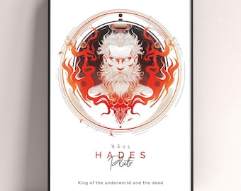 Hades God of the Underworld Wooden Framed Poster, Greek Mythology Wall Art Gift