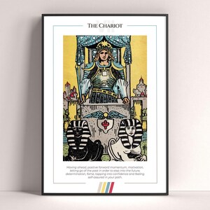 Pôster de Carta de Tarô "A Carruagem", Impressão de Arte de Tarô, Pôster Moderno de Carta de Tarô, Decoração de Tarô, Pôster Místico, Presente de Bruxa, Presente Místico