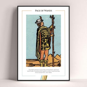Affiche de carte de tarot Page of Wands, impression d'art de tarot, affiche moderne de carte de tarot, décor de tarot, affiche mystique, cadeau sorcière, cadeau mystique