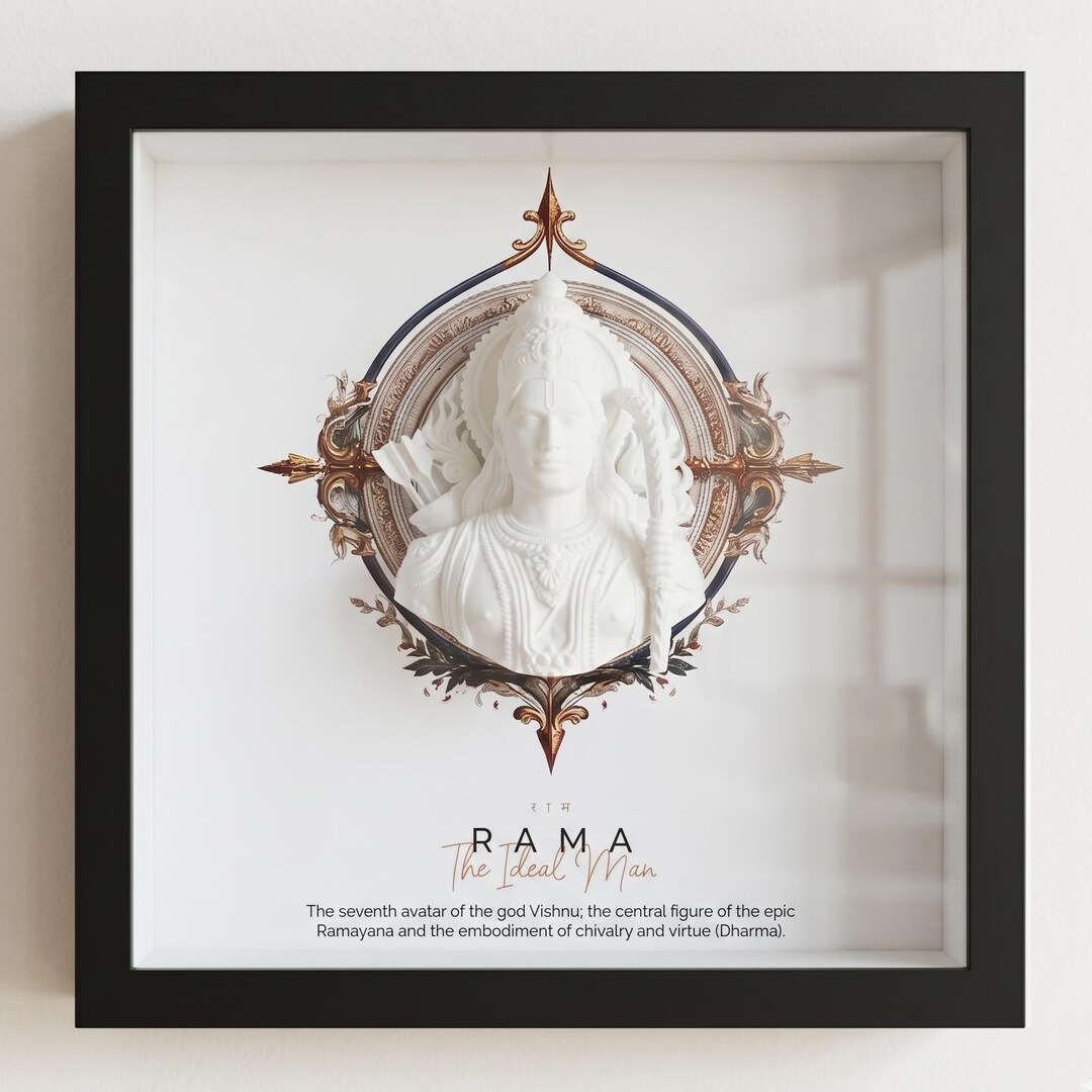 Lord Rama 3D Shadow Box, Hindu Mythology Framed Wall Art, Ayodhya ...