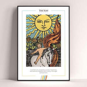 Poster dei Tarocchi del Sole, Stampa Artistica dei Tarocchi, Poster Moderno dei Tarocchi, Decorazione dei Tarocchi, Poster Mistico, Regalo Stregonesco, Regalo Mistico