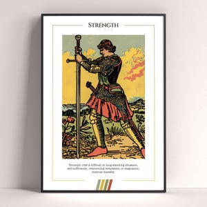 Póster de la Carta del Tarot de la Fuerza, Lámina Artística del Tarot, Póster Moderno de la Carta del Tarot, Decoración del Tarot, Póster Místico, Regalo de Brujería, Regalo Místico