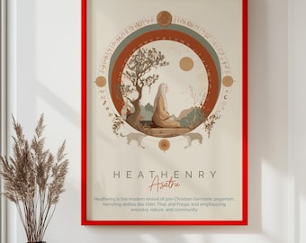 Heathenry Norse Pagan Poster, Asatru Wall Art, Viking Mythology Decor, Nordic Pagan Print, Ancient Scandinavian Illustration, Mythology Gift