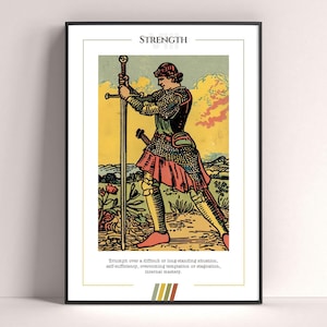 Poster con carta dei tarocchi della forza, stampa artistica dei tarocchi, poster moderno con carta dei tarocchi, decorazione dei tarocchi, poster mistico, regalo stregonesco, regalo mistico