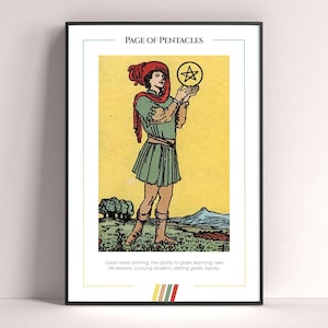 Póster de la Sota de Oros del Tarot, Impresión artística del Tarot, Póster imprimible de la carta del Tarot, Decoración del Tarot, Póster místico, Regalo de bruja, Regalo místico
