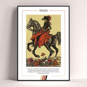Affiche de carte de tarot de la mort, impression d'art de tarot, affiche moderne de carte de tarot, décor de tarot, affiche mystique, cadeau de sorcière, cadeau mystique