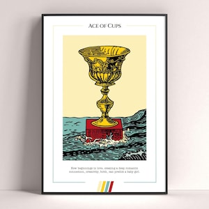 Póster de la carta del Tarot As de Copas, lámina artística de tarot, póster moderno de la carta del Tarot, decoración de tarot, póster místico, regalo de bruja, regalo místico