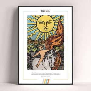 Poster dei Tarocchi del Sole, Stampa Artistica dei Tarocchi, Poster Moderno dei Tarocchi, Decorazione dei Tarocchi, Poster Mistico, Regalo Stregonesco, Regalo Mistico