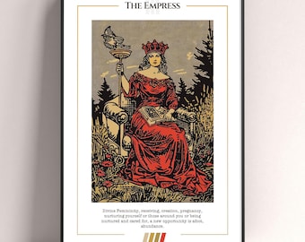 Póster de la carta del Tarot de La Emperatriz, lámina artística del Tarot, póster moderno de la carta del Tarot, decoración del Tarot, póster místico, regalo de bruja, regalo místico