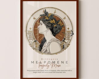 Póster de Melpómene, musa griega, impresión artística de pared de la diosa de la tragedia, ilustración decorativa de la mitología griega antigua, regalo de las Nueve Musas