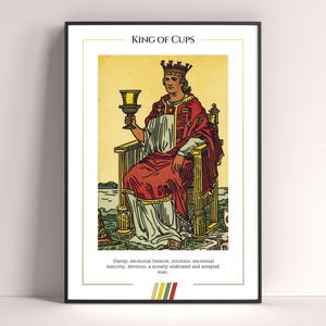 King of Cups tarotkaartposter, tarotkunstdruk, tarotkaart moderne poster, tarotdecor, mystieke poster, heksencadeau, mystiek cadeau