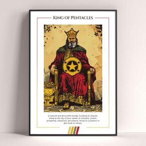 Poster dei Tarocchi del Re di Denari, Stampa Artistica dei Tarocchi, Poster Moderno dei Tarocchi, Decorazione dei Tarocchi, Poster Mistico, Regalo Stregonesco, Regalo Mistico