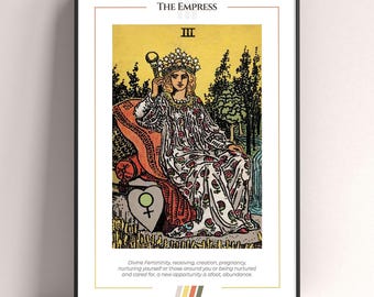 Póster de la carta del Tarot de La Emperatriz, lámina artística del Tarot, póster moderno de la carta del Tarot, decoración del Tarot, póster místico, regalo de bruja, regalo místico