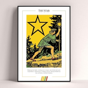 Póster de la carta del Tarot de la Estrella, lámina de tarot, póster imprimible de cartas del Tarot, decoración de tarot, póster místico, regalo de bruja, regalo místico