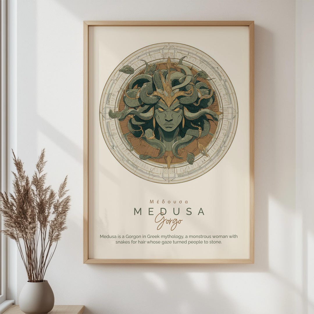 Medusa Gorgo Mythical Creature Poster, Greek Mythology Wall Art Print ...