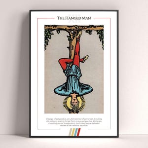 De gehangene tarotkaartposter, tarotkunstdruk, tarotkaart moderne poster, tarotdecor, mystieke poster, heksencadeau, mystiek cadeau