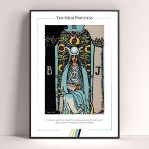 Póster de la carta del Tarot de La Suma Sacerdotisa, lámina de tarot, póster imprimible, decoración de tarot, póster místico, regalo de bruja, regalo místico